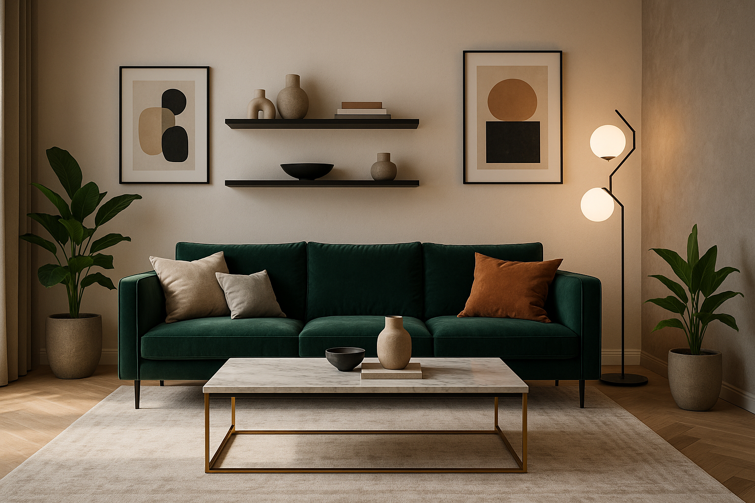 stylish living room with very aesthic furniture