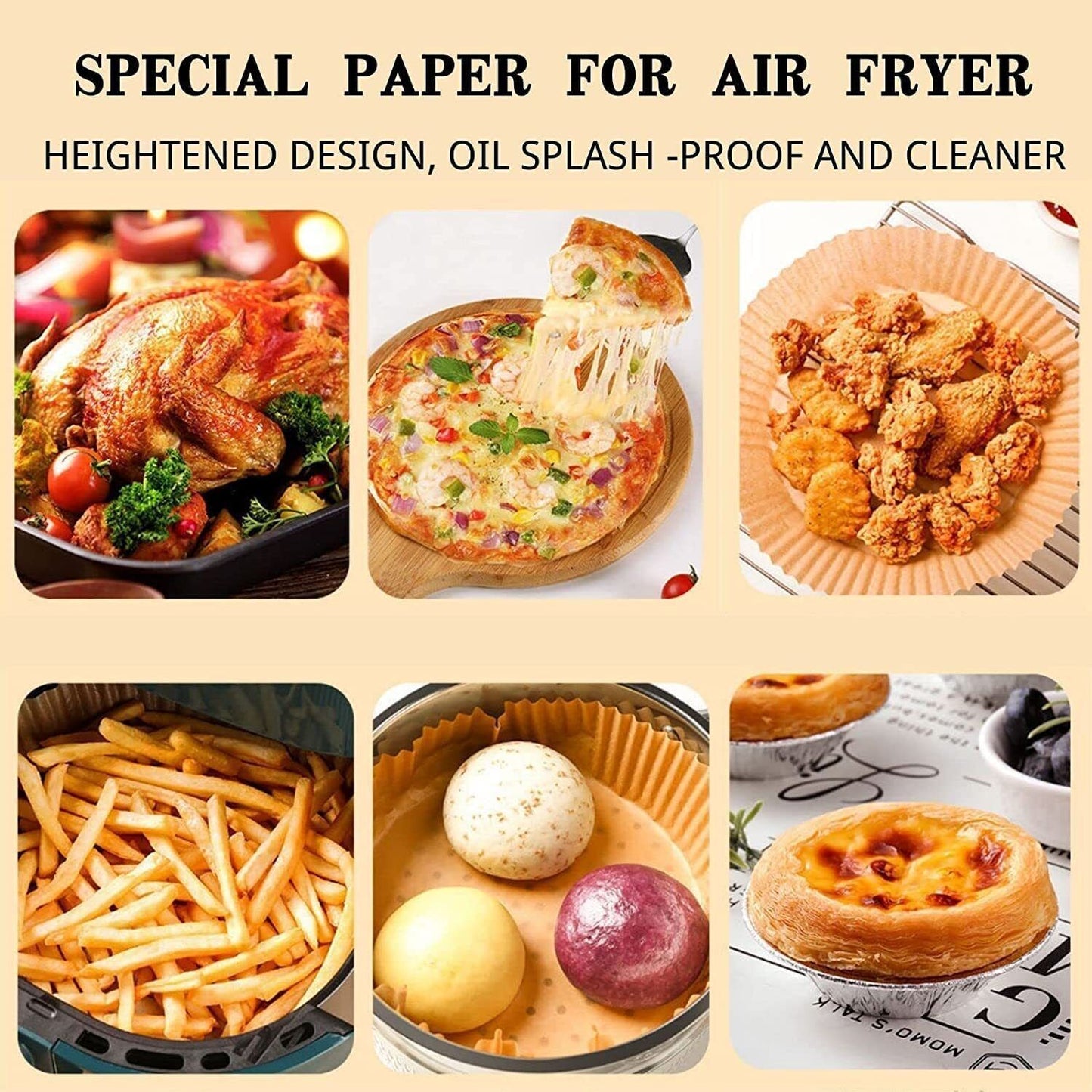 200PCS Air Fryer Disposable Paper Liners – 6.3” Round Non-Stick Parchment Paper for Easy, Mess-Free Cooking