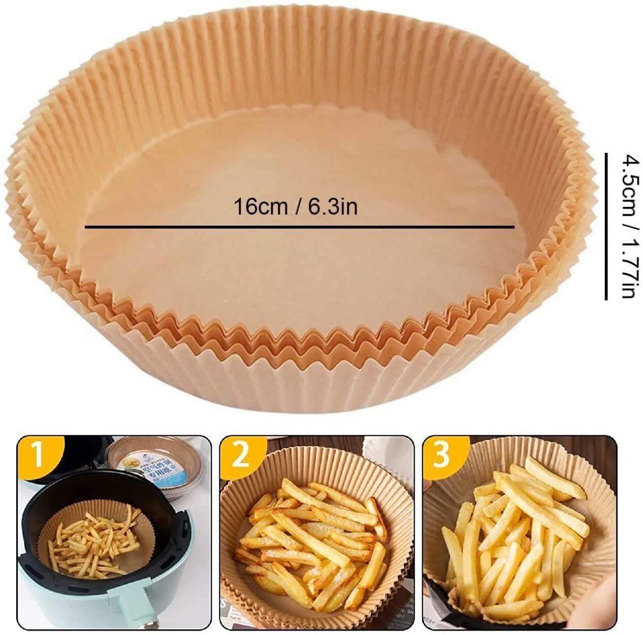 200PCS Air Fryer Disposable Paper Liners – 6.3” Round Non-Stick Parchment Paper for Easy, Mess-Free Cooking